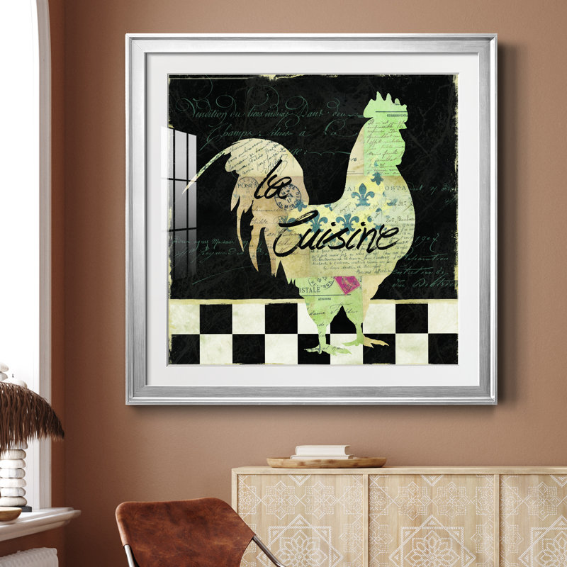 Coq français - cadre photo, Papier avec cadre argenté, H 26,5 po x l 26,5 po x P 1,5 po