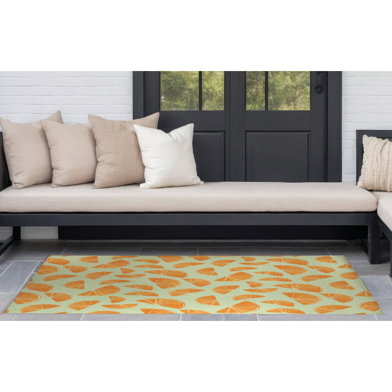 Summer Oranges Outdoor Rug, Rectangle 4' x 6'