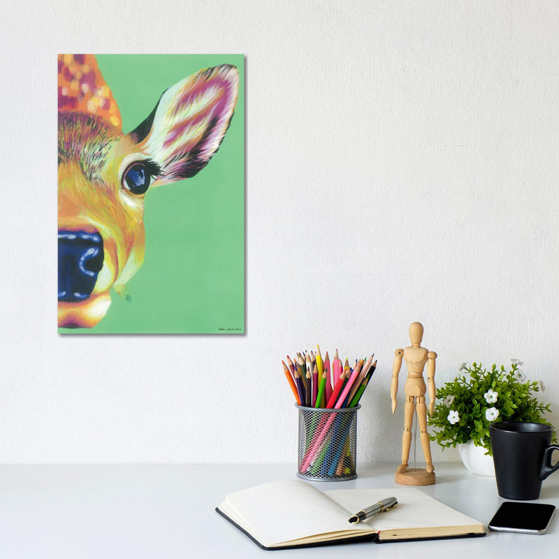 Hello Deer by Kirstin Wood - Wrapped Canvas Painting, 20.32 cm H x 30.48 cm W