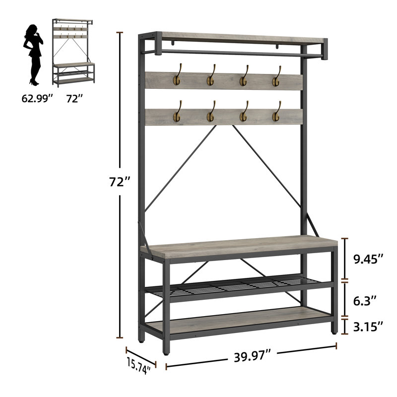 Hall Tree 101.6cm Wide, Grey