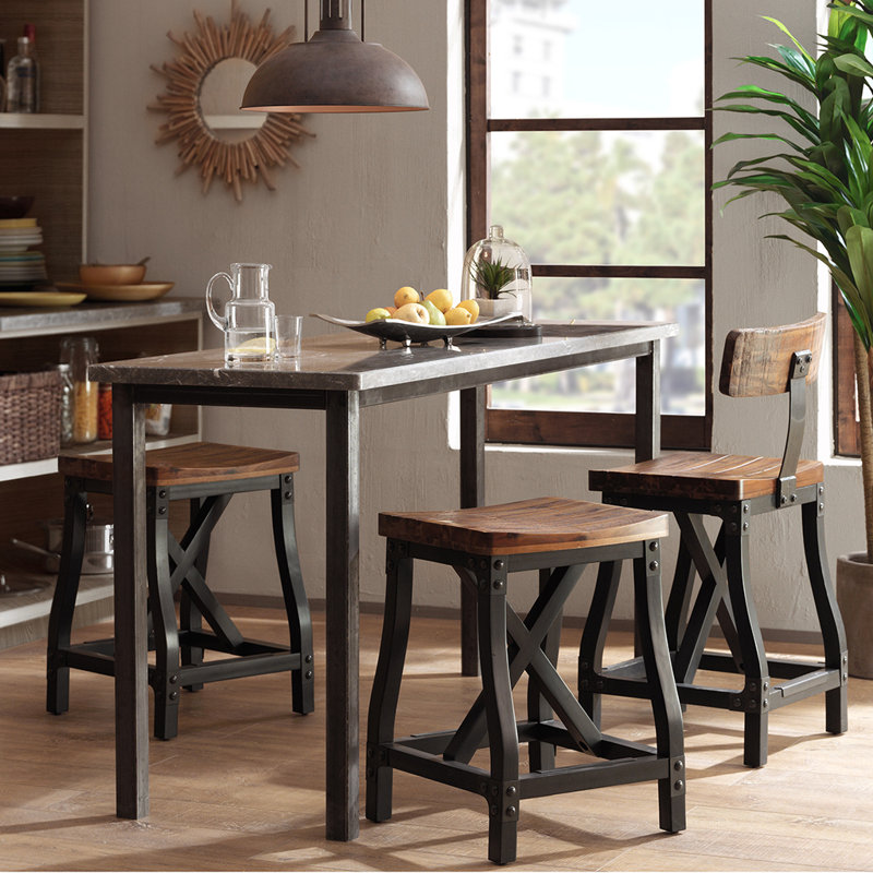 Eivind Solid Wood Bar & Counter Stool, Counter Stool (24.5" Seat Height), Amber/Acacia