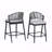 Set Of 2 Outdoor Patio Counter Stools, 26" Seat Height Metal Frame With PE Rattan Scallop-Shaped Backrest-2039087322-2039087321-2039087324