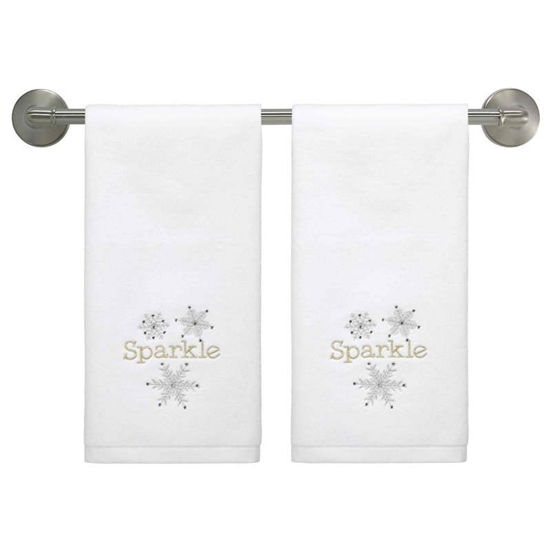 The Holiday Aisle® Snowflake 2-Pack Hand Towel Set
