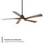 Ventilateur de plafond intelligent d'intérieur / extérieur à 5 pales Zeke avec kit d'éclairage à DEL à température de couleur 2700K-3000K-3500K-4000K-5000K et télécommande inclus, fonctionne avec l'assistant Google, Amazon Alexa, Samsung Smart Things-125304447