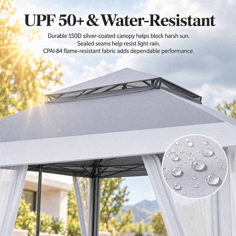 Tente de jardin pliable instantanée de 4 m x 4 m avec moustiquaire, 13 Ft. X 13 Ft. Grey