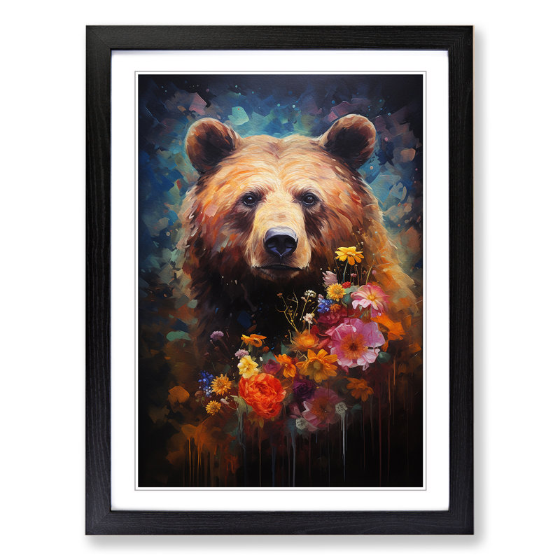 Bear Modern - Framed Print, 64cm H x 46cm W x 2cm D, Black Framed