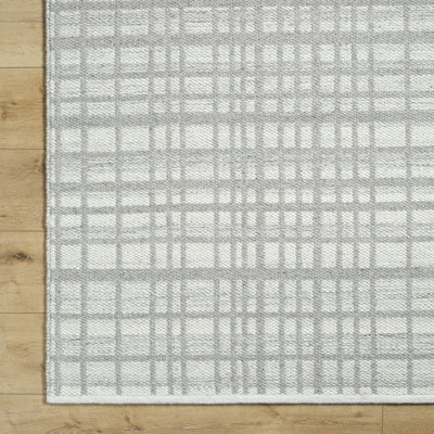 Lavande Hand-Woven Gray Plaid Rug