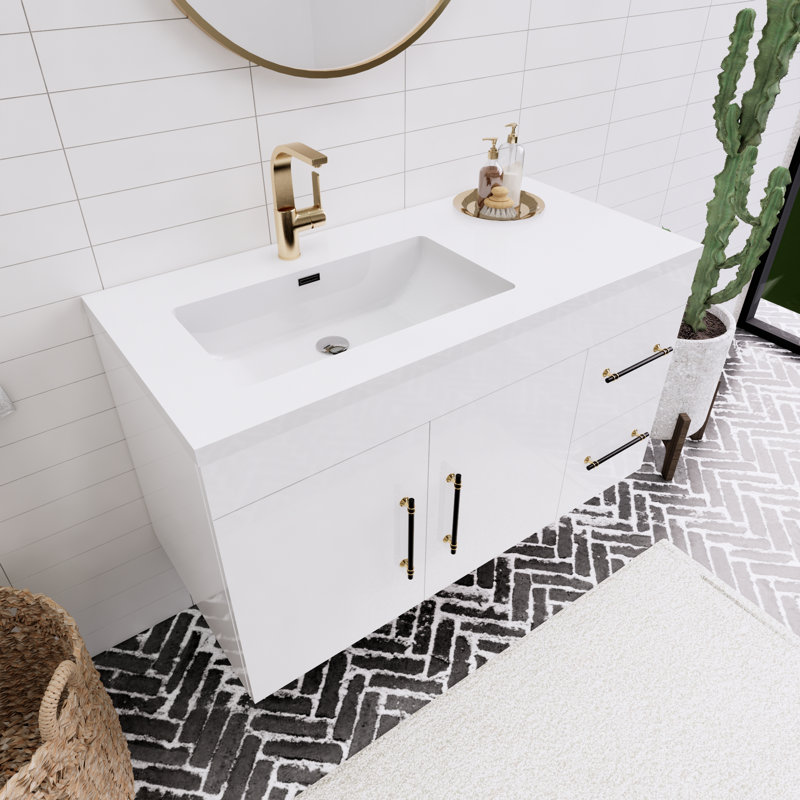 Ensemble de meuble-lavabo simple 42 po Trevah, Blanc brillant