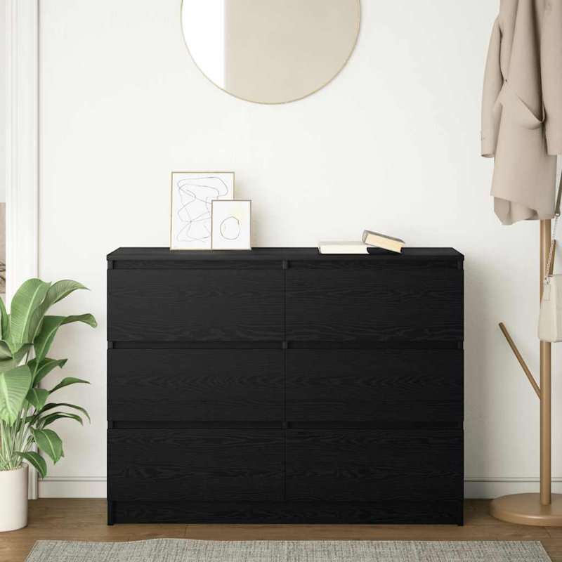 Sideboard 100X35x76 Cm Engineered Wood, Black Oak