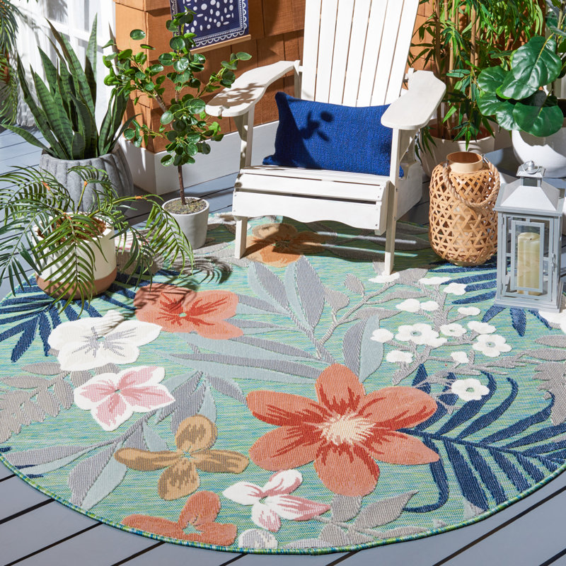 Floral Indoor / Outdoor Area Rug, Round 497 cm