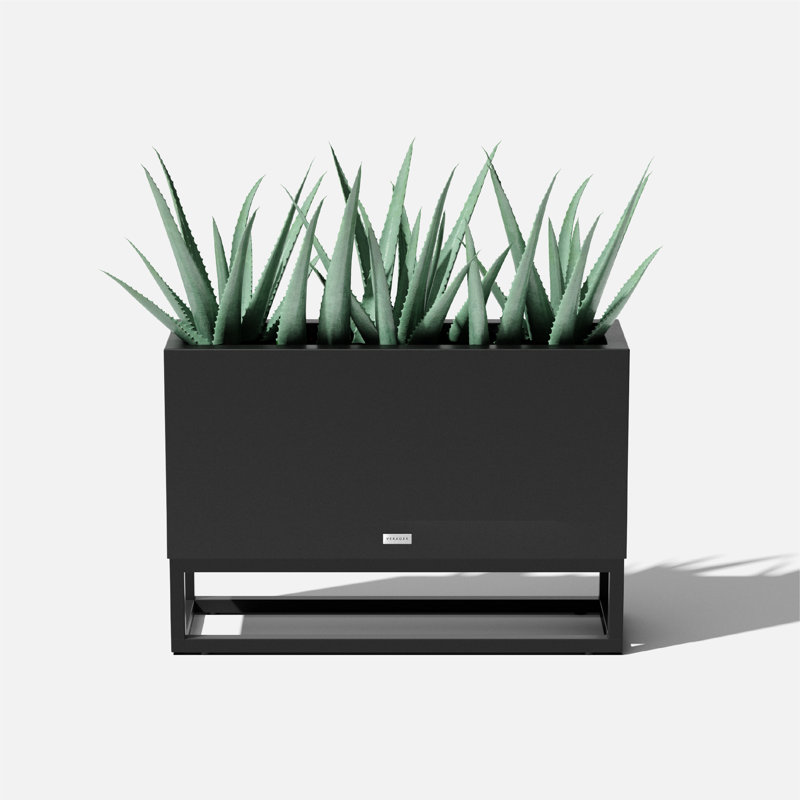 Veradek Block Series Raised Long Box Planter, Black, 22" H x 10" W x 32" D
