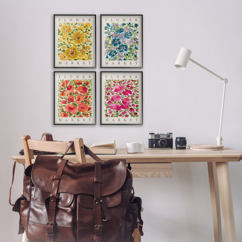«Divers marché aux fleurs», ensemble de 4 giclées encadrées, design par Yvette St. Amant, H 14 po x l 44 po