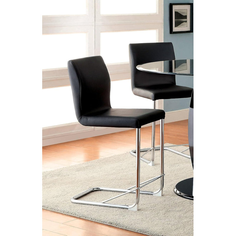 Chaise de comptoir contemporaine H 16 po (2 / RTC), noir / chrome, Noir
