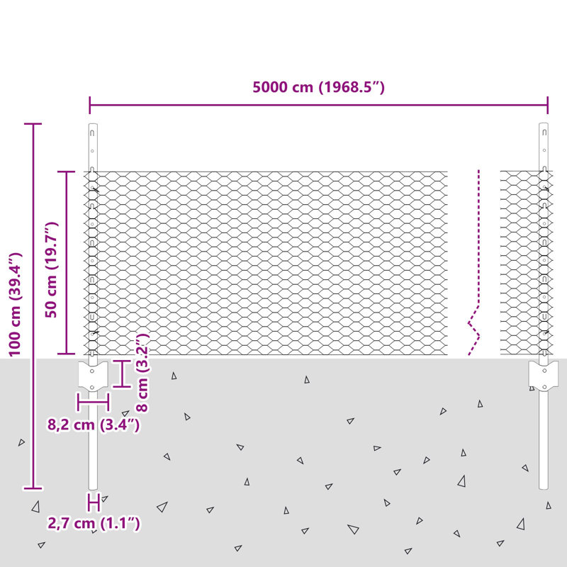 50cm H x 5000cm W Metal Fencing Kits