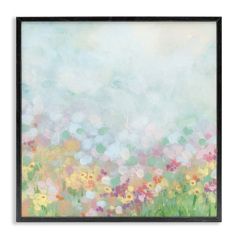 Abstrait champ de marguerites June Erica Vess bg-086, Giclée encadrée noir minuit, H 17 po x l 17 po