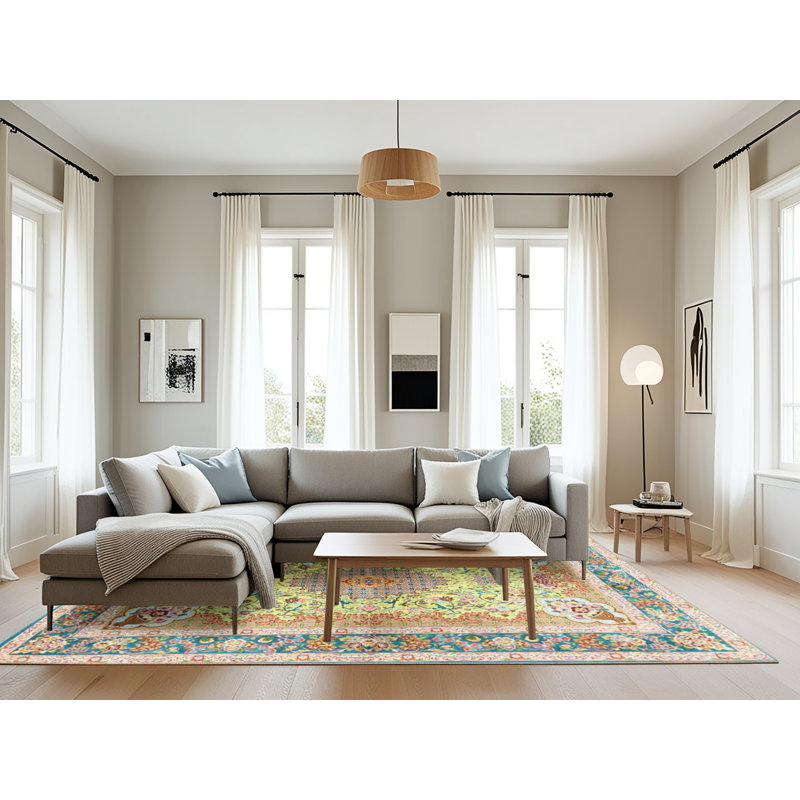 Tapis oriental vert / brun / rose, Rectangle 8 pi x 12 pi