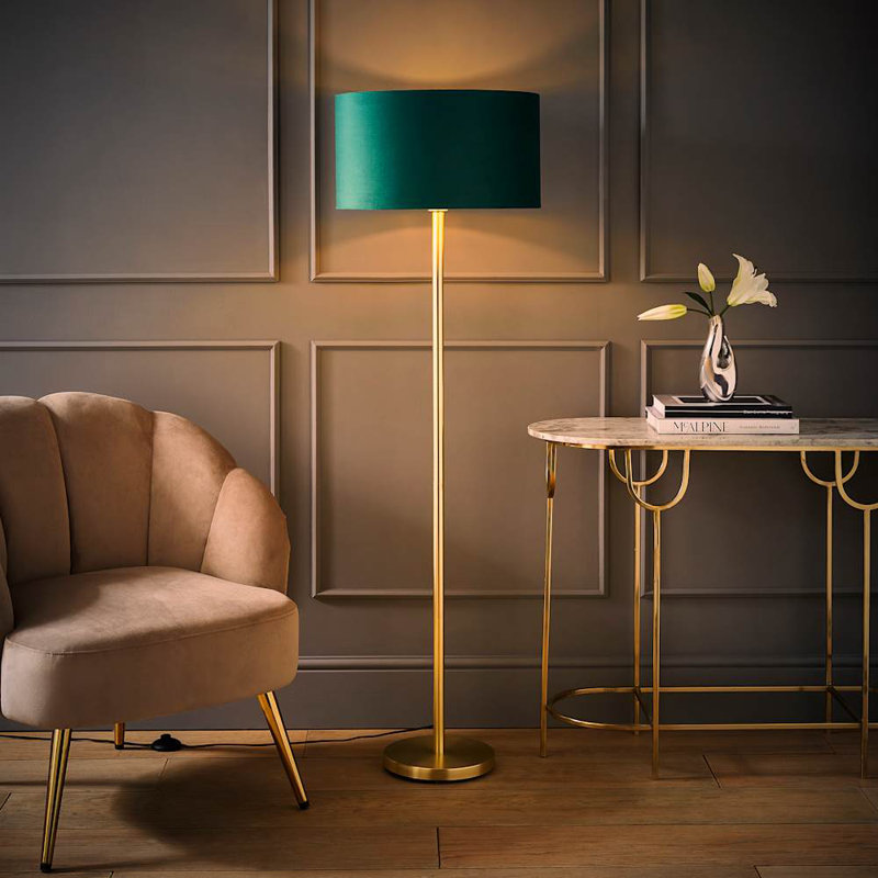 Baillieu 148cm Traditional Floor Lamp, Green, Polished, No