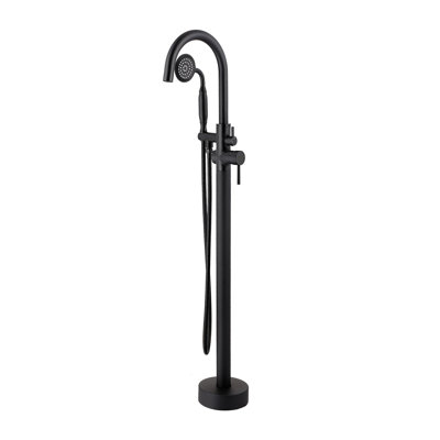 Robinet de baignoire autoportant avec douche à main 40,12 po à col de cygne en laiton massif pour baignoire sur pattes