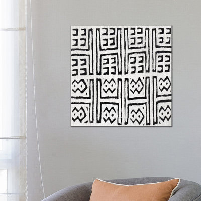Mudcloth White Geometric Design VII by Ellie Roberts - Wrapped Canvas Print