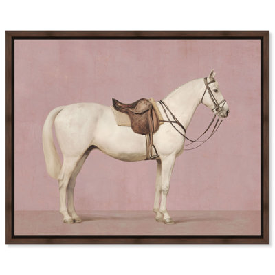 Velours étalon, impression sur toile encadrée rose par Art Remedy, cadre noyer, 36 x 30
