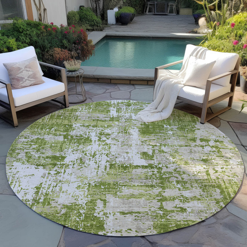 Tapis intérieur / extérieur vert Caelan , 2 pi 3 po x 7 pi 6 po