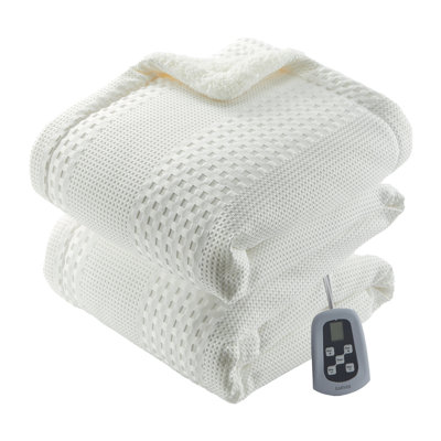 Couverture chauffante en sherpa gaufré avec contrôleur numérique 9 niveaux de chaleur 1-12H minuterie d'arrêt automatique lavable à la machine 84 x 90 po