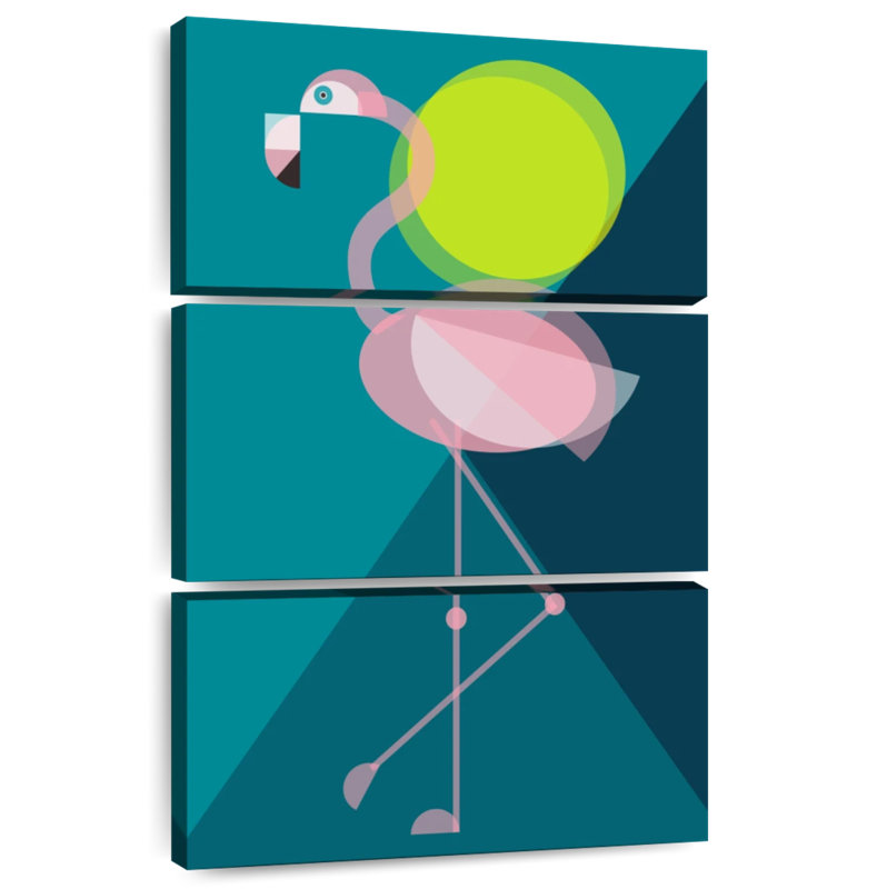 Ashelle flamant rose Mid-Century géométrique