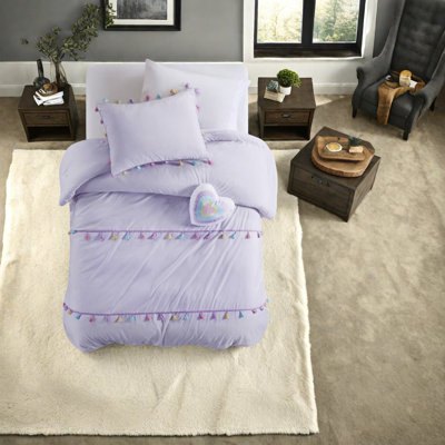 Cozy Lavender Tassel Bedding Sets, Microfiber Comfort, Kid's Room Decor