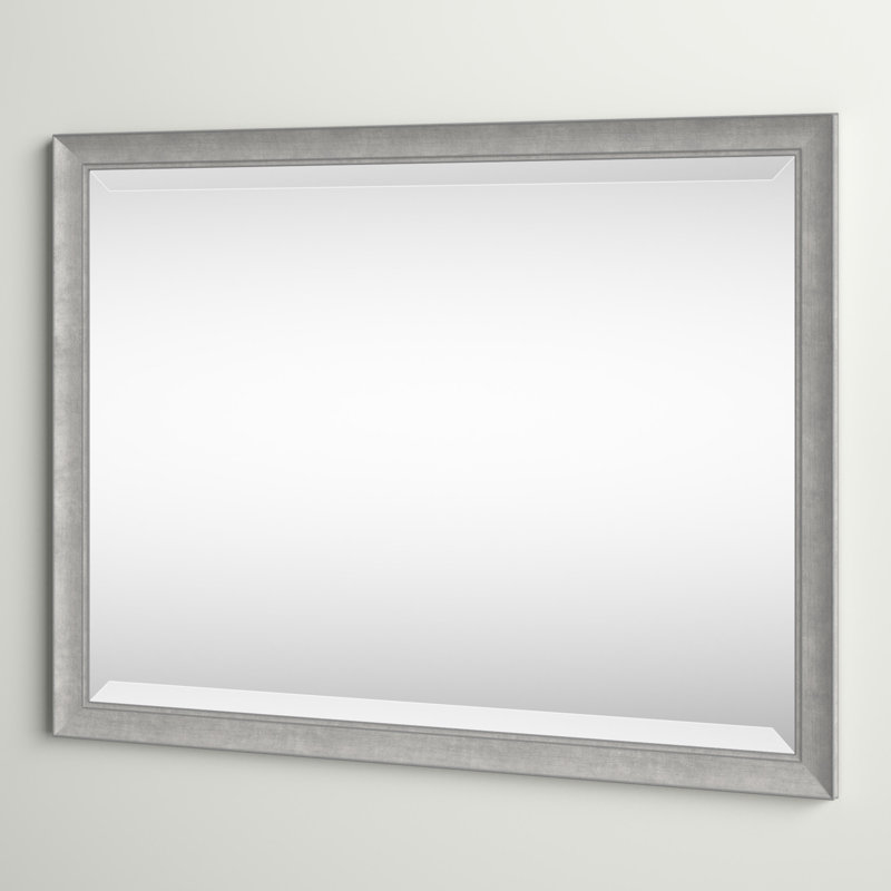 Kellison Flat Wall Mirror, 34" x 44", Black/Silver