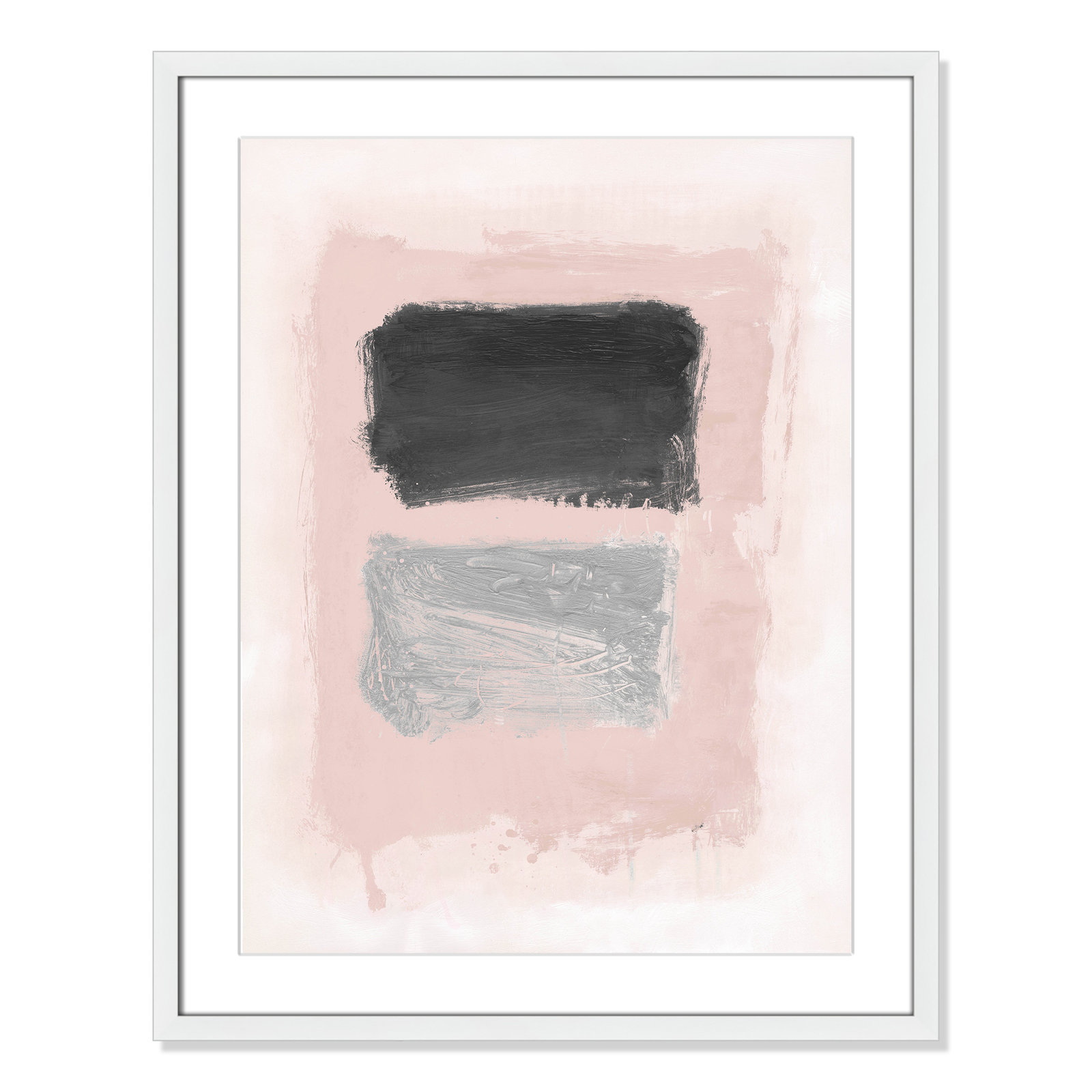 Pink, Black and Silver Shimmer I Print, 29.5" H x 23.5" W x 1.25" D, White Matted Picture Framed