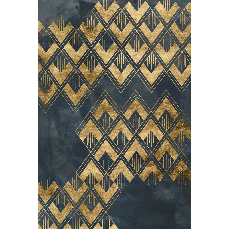 "Deco Pattern in Blue II" par June Erica Vess - impression sur toile tendue, H 36 po x l 24 po