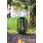 10.2X10.2X16.3" Black Bamboo Lantern With White LED Candle-55182098