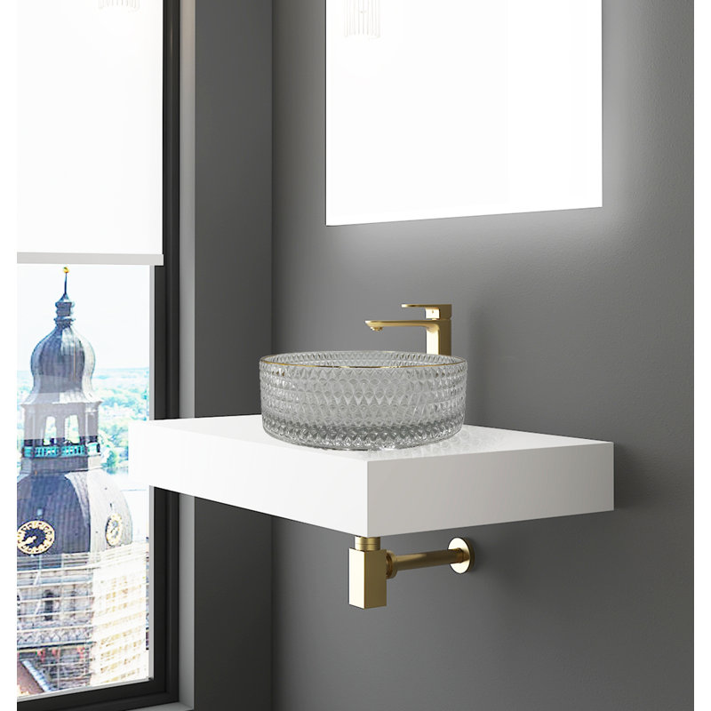 Lavabos vasques en cristal 14 "avec base blanche 36" Scotch
