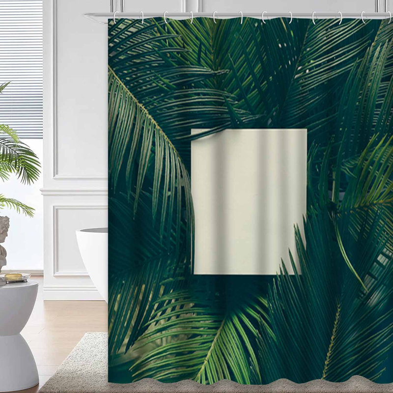 Rideau de douche avec 12 crochets Beach Palm Tree, L 72 po x l 84 po
