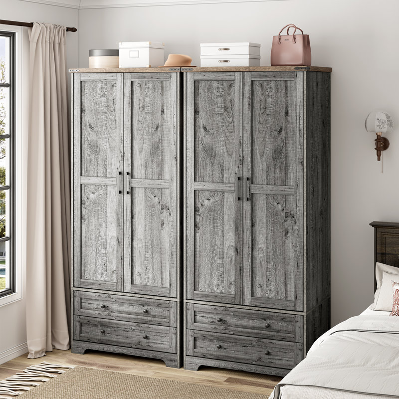 Armoire American Country Vintage (ensemble de 2), Gris