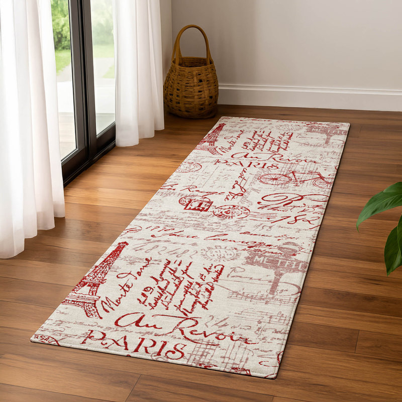 Premium Machine Washable Mayfield AMF2209 novelty Rug, 2'3" x 7'6" Runner, Red
