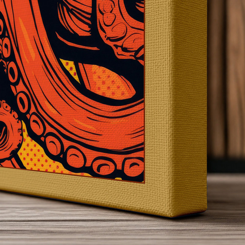 Dynamic Octopus Graphic - Wrapped Canvas, Ochre Border, 24x16 - 61.0 x 40.6 cm