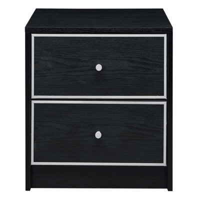 Black And Silver 2-Drawer Nightstand