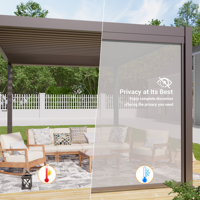 Écran d'intimité rétractable pour pergola compatible avec la pergola de marque Causeway Bay, H 87,5 po x l 109,1 po x P 4 po