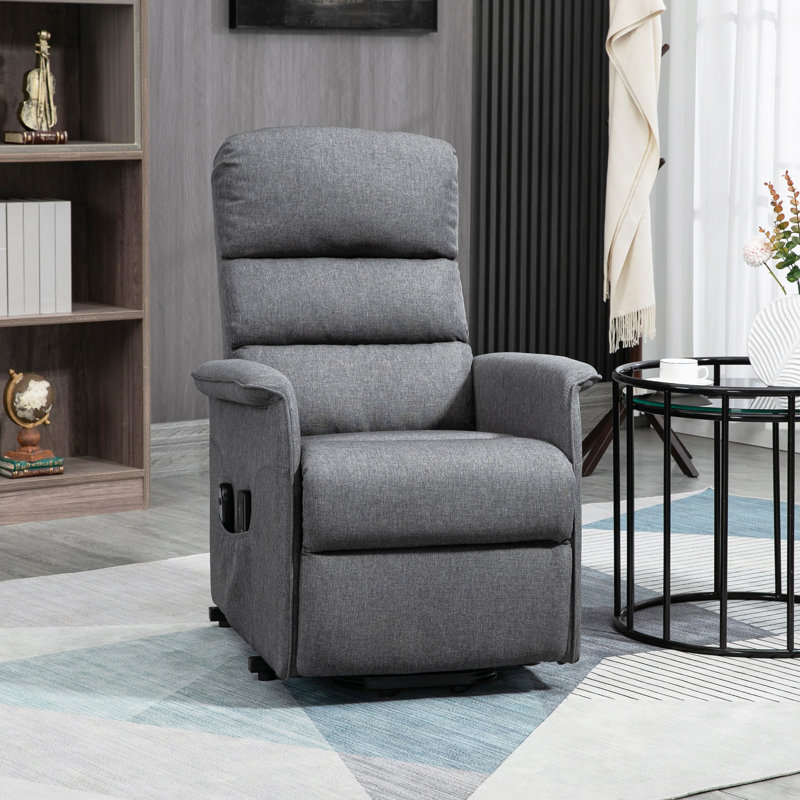 Power Lift Chair With Vibration Massage, Fabric Upholstered Recliner Chair For Elderly With Remote Control, Side Pockets