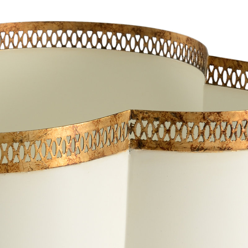 Tracery Handmade Metal Planter, Cream, 7" H x 17" W x 17" D