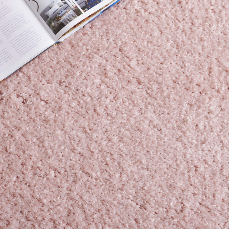 Lindsay Shag Performance Solid Color Rug, Pink, Rectangle 6' x 9'