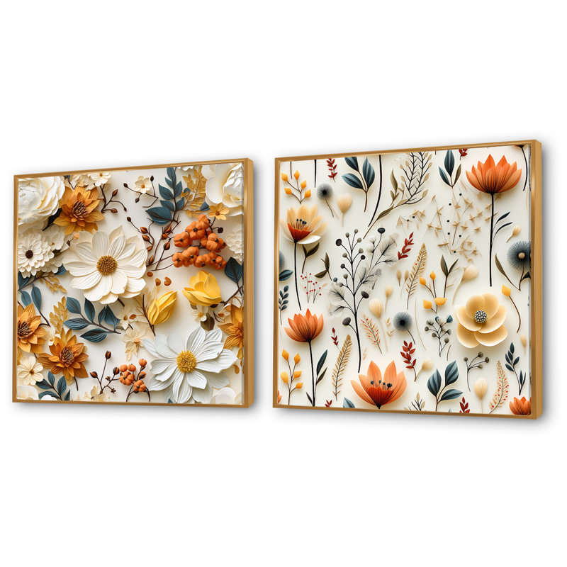 Ensemble de salon Ismay - Floral Wall Art, Encadrement doré, H 30 po x l 61 po x P 1 po