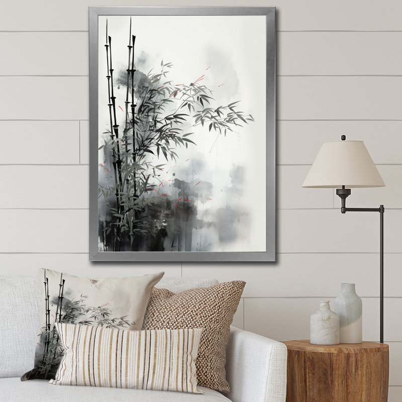 Isotta Asian Art Classics Sumi I - décoration murale asiatique, H 44 po x l 34 po x P 1,5 po, Cadre photo argenté