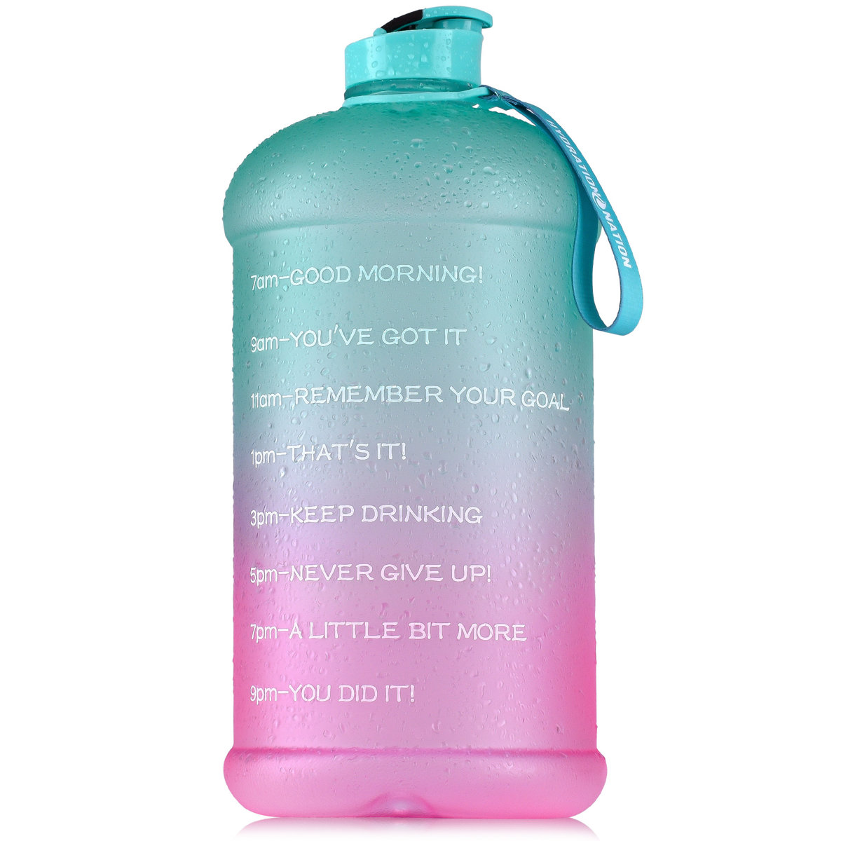 Zulay Kitchen 1 Gallon Water Bottle with Motivational Time Reminder Markings by Hydration Nation