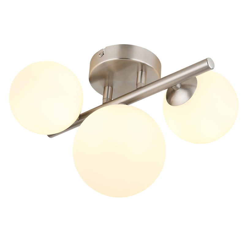 Melvern Glass Flush Mount, White, Silver
