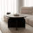 Solid Wood 30" Round Pedestal Coffee Table with Sculptural Arch Base - Matte Black Finish, Modern Living Room Accent Table  