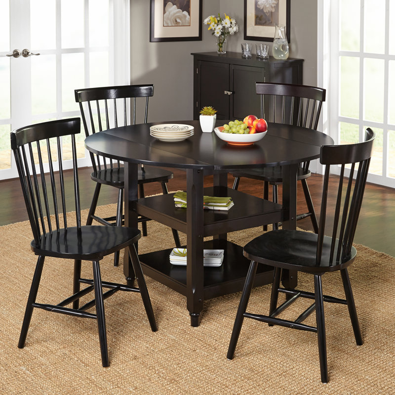 Chastain 4 - Person Four Leg Dining Set, Black, Black