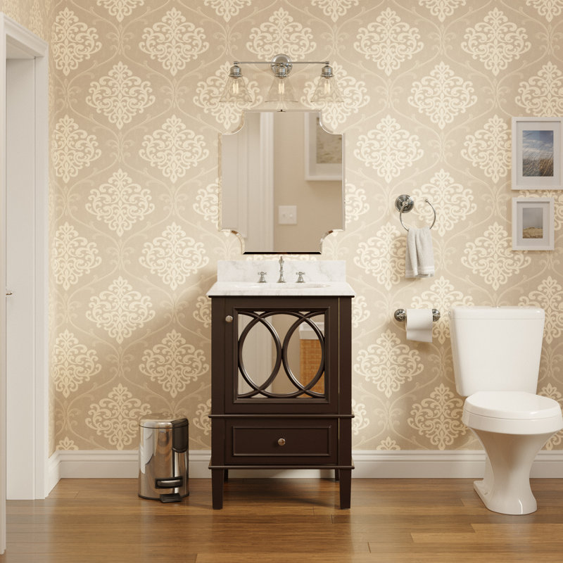 Brendale 24'' Single Bathroom Vanity with Carrara Marble Top, Chocolate