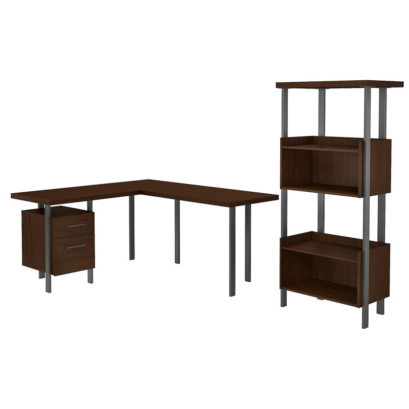 Bureau en L avec bibliothèque à 4 tablettes Jamesdaniel